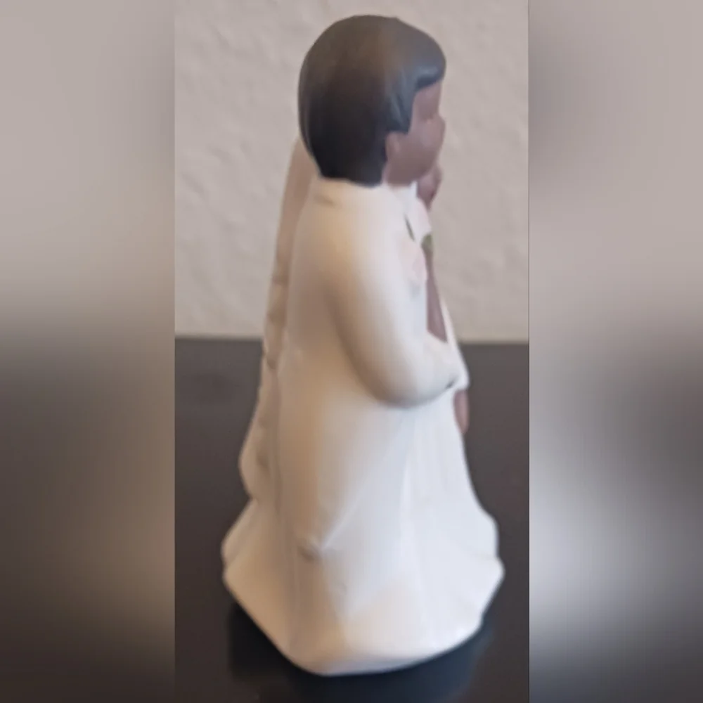 Wedding Cake Topper Bride and Groom Dark Hair and Skin